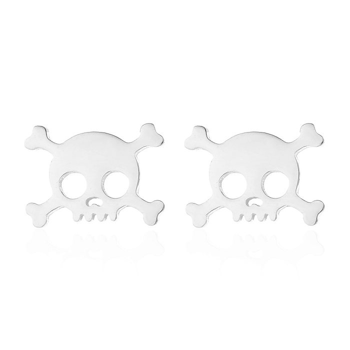 Unisex Simple Style Skull Stainless Steel  No Inlaid Ear Studs Stainless Steel  Earrings