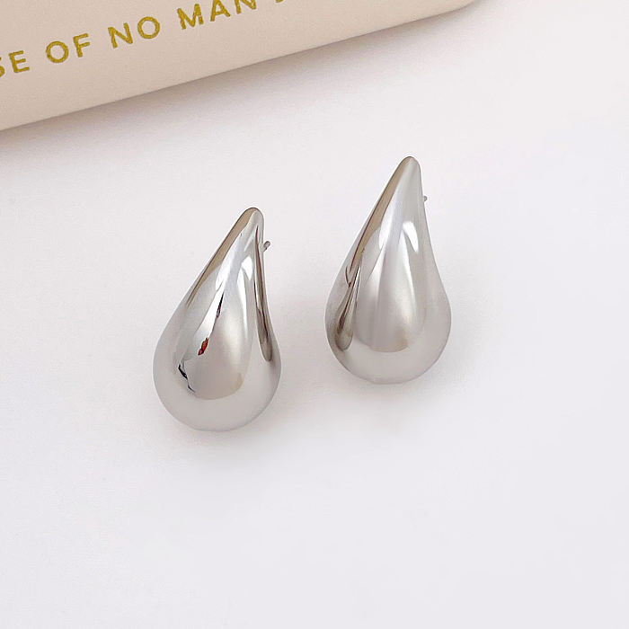 1 Pair Simple Style Classic Style Water Droplets Plating Stainless Steel Ear Studs