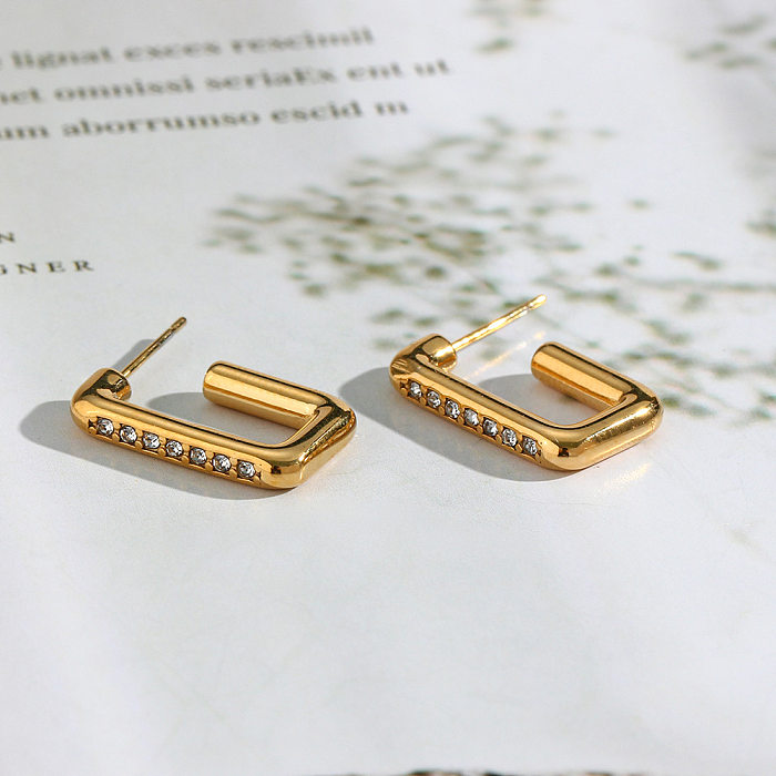 Fashion Geometric Stainless Steel  Earrings Plating Zircon Stainless Steel  Earrings