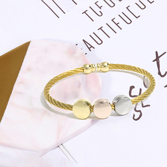Casual Simple Style Round Stainless Steel Copper Bangle