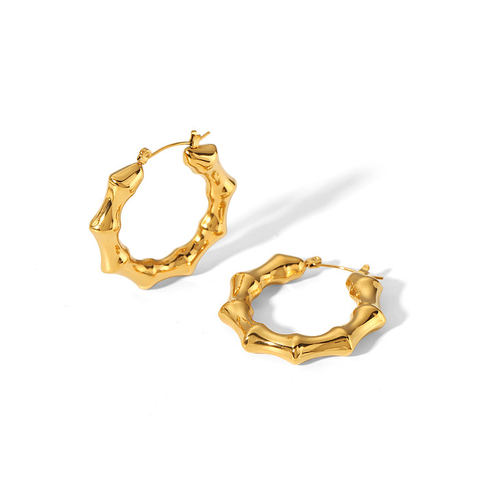 1 Pair Casual Simple Style Round Plating Stainless Steel  18K Gold Plated Hoop Earrings
