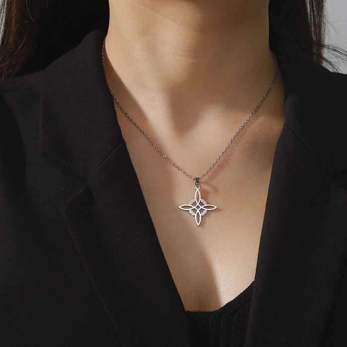 Außenhandel Neue irische Knoten-Kreuz-Halskette, europäische und amerikanische beliebte quadratische hohle Legierungs-Anhänger-Trend-Halskette