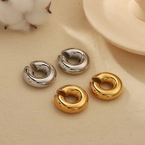 1 Piece Simple Style Solid Color Plating Stainless Steel  Gold Plated Ear Cuffs