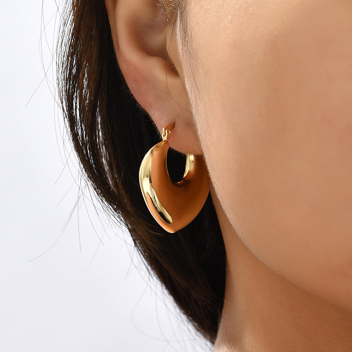 Einfache, runde, quadratische, herzförmige baumelnde Ohrringe aus Edelstahl mit Beschichtung aus Edelstahl, 1 Paar
