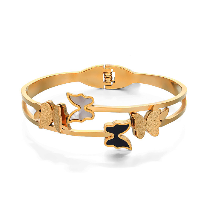 Bracelet plaqué or 18 carats en acier inoxydable papillon de style IG