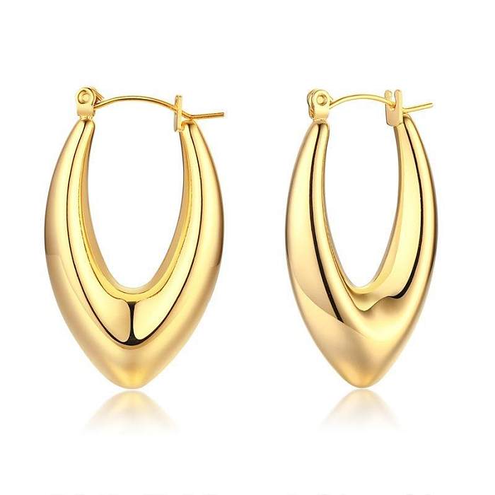 Simple Style Solid Color Stainless Steel  Gold Plated Earrings 1 Pair