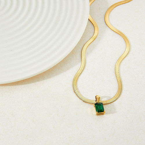 Fashion Square Stainless Steel  Necklace Inlay Zircon Stainless Steel  Necklaces