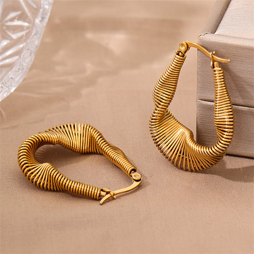 1 Pair Retro Simple Style U Shape Twist Plating Stainless Steel  18K Gold Plated Earrings