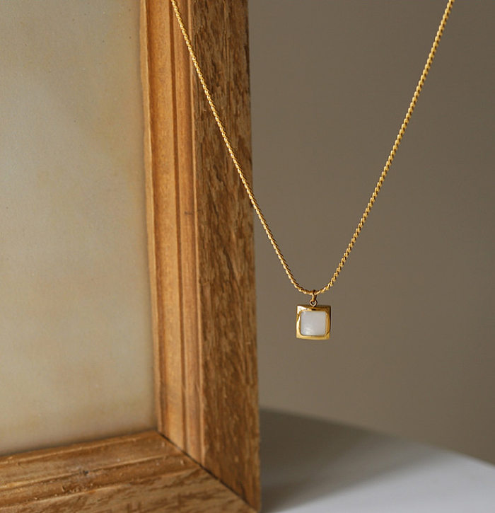 1 pieza de collar con colgante de concha chapado en acero inoxidable geométrico a la moda