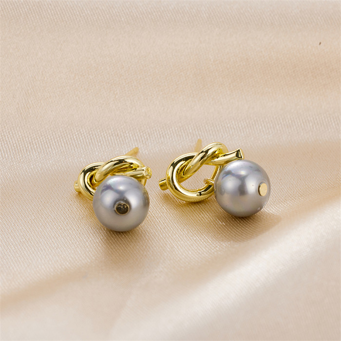 Boucles d'oreilles pendantes plaquées or 1 carats, 18 paire, incrustation irrégulière de Style classique et décontracté, perles artificielles en acier inoxydable