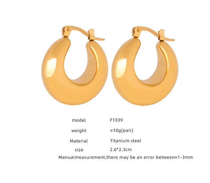 1 Pair Punk Simple Style Solid Color Plating Stainless Steel 18K Gold Plated Earrings