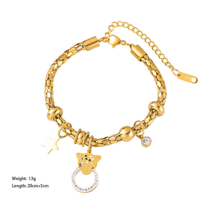 Cool Style Animal Titanium Steel Plating Inlay Artificial Diamond Bracelets