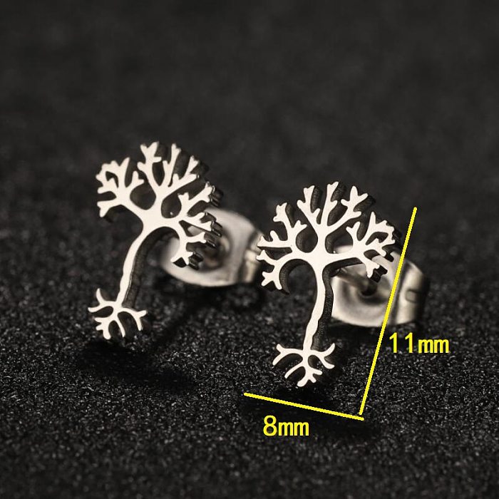 1 Pair Modern Style Simple Style Tree Plating Stainless Steel  18K Gold Plated Ear Studs