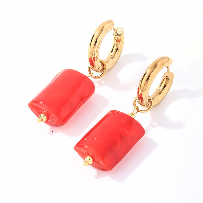 1 par de brincos redondos redondos ovais de aço inoxidável banhados a ouro