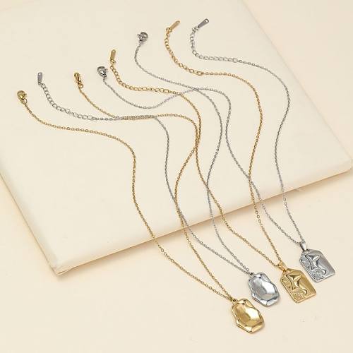 IG Style Hip-Hop Artistic Human Face Mask Stainless Steel  Indentation Polishing Plating 18K Gold Plated Pendant Necklace