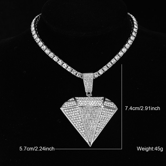 Hip-Hop Jewelry Stainless Steel  Alloy Inlay Rhinestones Pendant Necklace