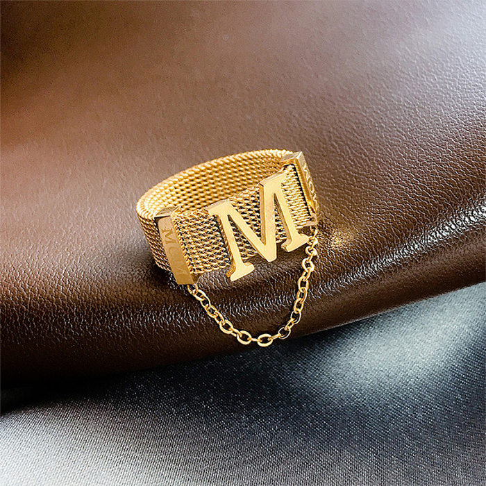 Bague de collier de lettre M en acier inoxydable simple à la mode
