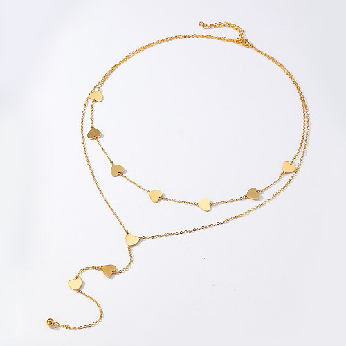 Atacado estilo simples formato de coração em aço inoxidável 18K colar com pingente banhado a ouro