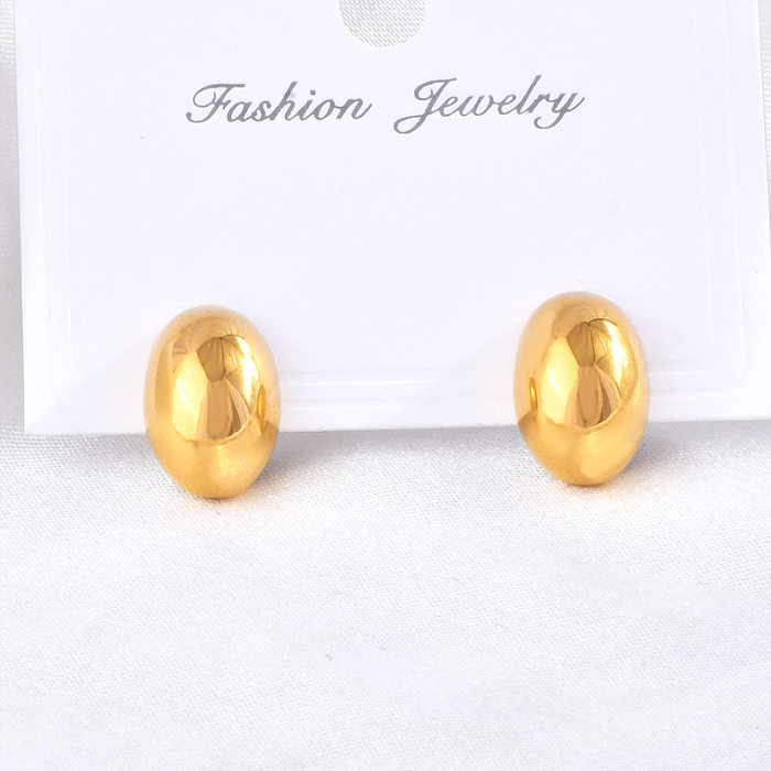 1 Pair Simple Style Solid Color Plating Stainless Steel Gold Plated Ear Studs