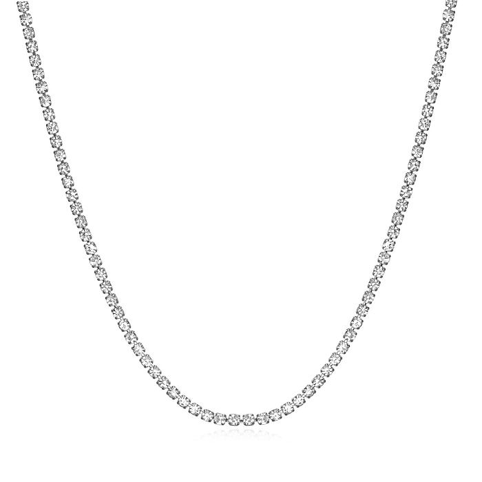 Mode einfarbig Edelstahl Edelstahl Inlay künstliche Diamant Halskette 1 Stück