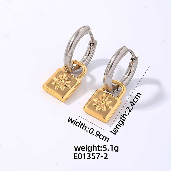1 Pair IG Style Vintage Style Lock Polishing Plating Stainless Steel Gold Plated Silver Plated Drop Earrings