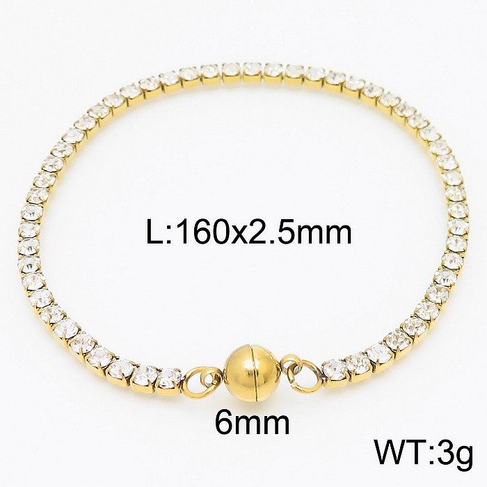 Glam Geometric Titanium Steel Plating Inlay Zircon Bracelets