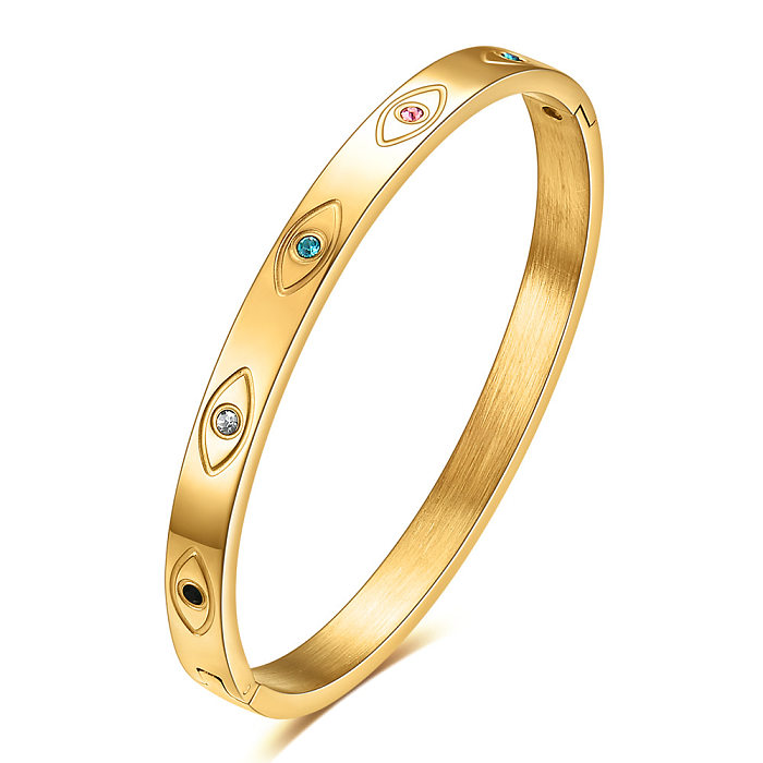Wholesale Simple Style Devil'S Eye Solid Color Stainless Steel Plating 18K Gold Plated Bangle