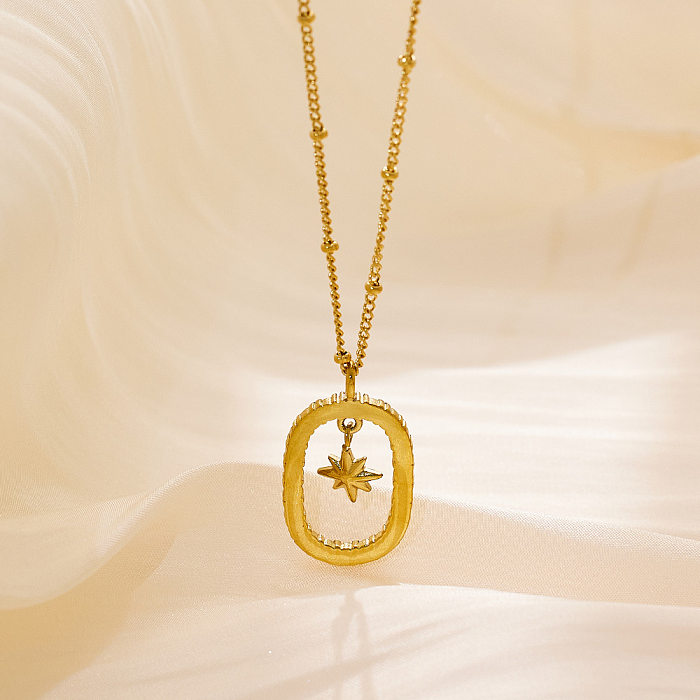 Collier pendentif étoile en acier inoxydable, Style Simple, Zircon, en vrac