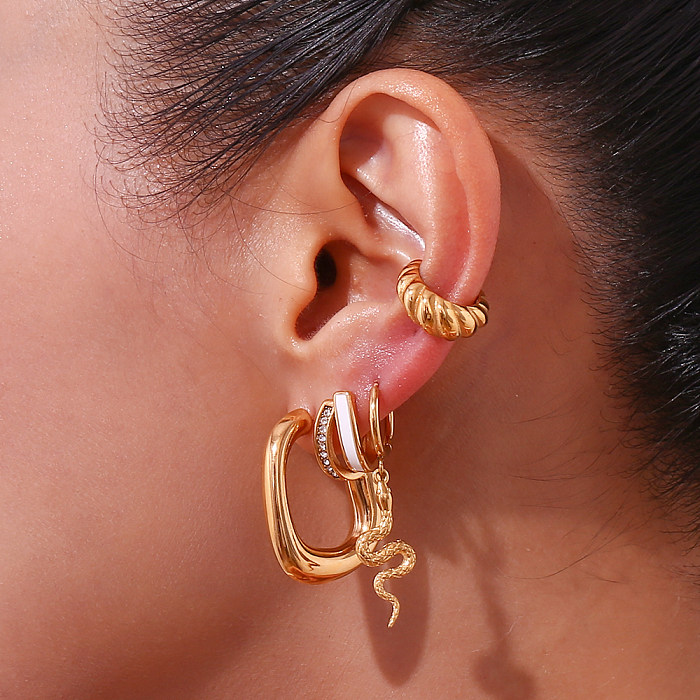 1 paire de clous d'oreilles en acier inoxydable plaqué or 18 carats, style simple, style classique, couleur unie