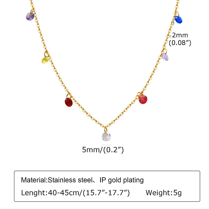 Sweet Round Stainless Steel  Inlay Zircon Necklace