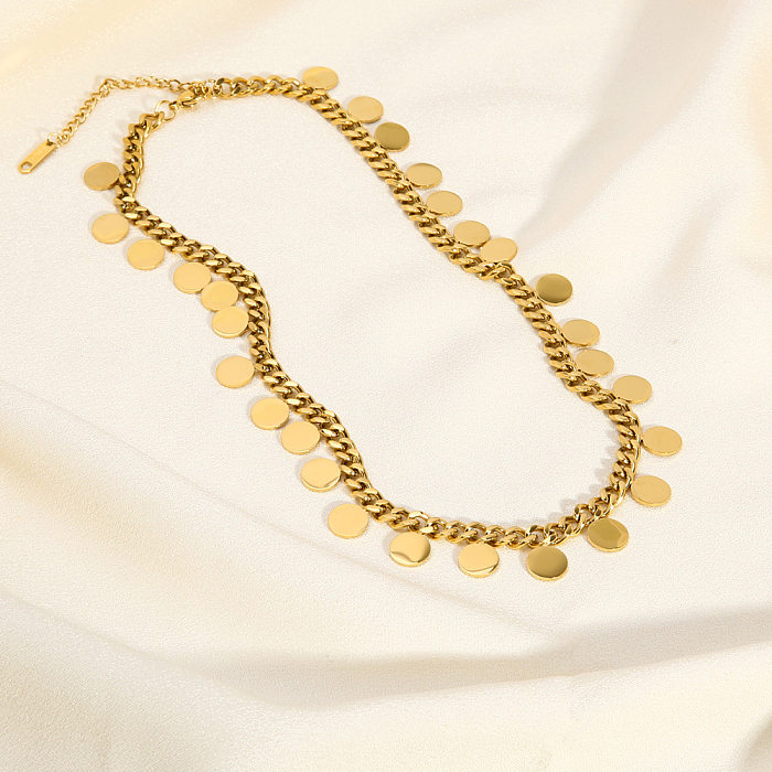 IG Style Style nordique Style romain paillettes acier inoxydable plaqué or 18 carats chaîne de pull collier en vrac