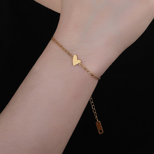 Wholesale Simple Style Heart Shape Stainless Steel Titanium Steel Plating 18K Gold Plated Gold Plated Bracelets