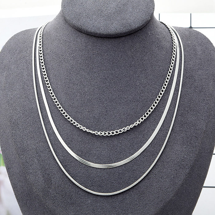 Fashion Geometric Stainless Steel Layered Necklaces Plating Stainless Steel  Necklaces 1 Piece