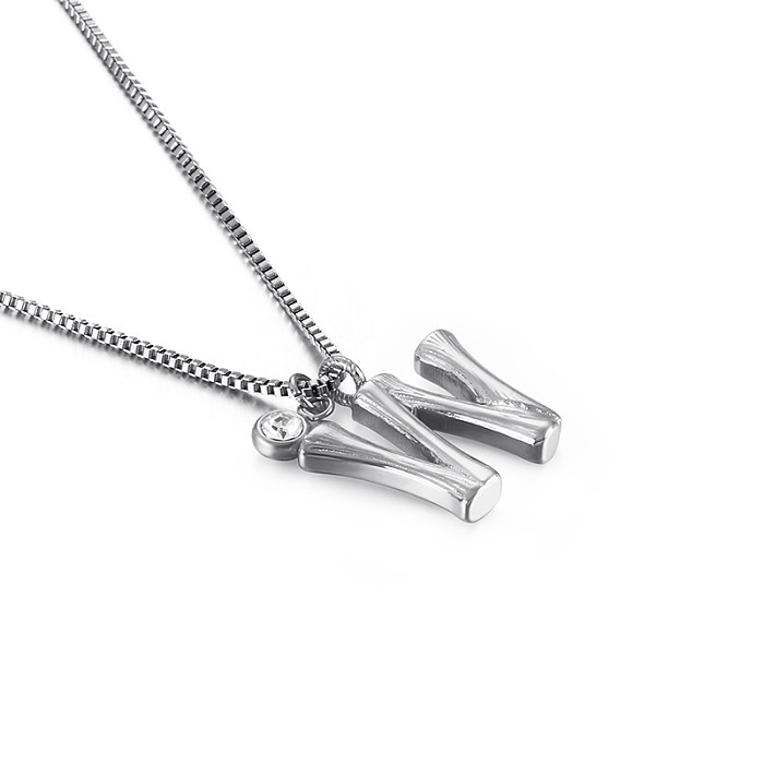 Hip-Hop Simple Style Letter Stainless Steel Patchwork Pendant Necklace