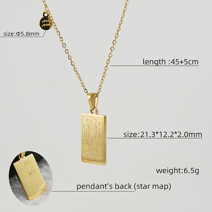 Fashion Square Constellation Stainless Steel  Plating Necklace 1 Piece