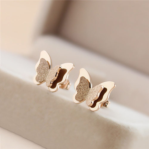1 Pair Simple Style Butterfly Stainless Steel Plating 18K Gold Plated Ear Studs