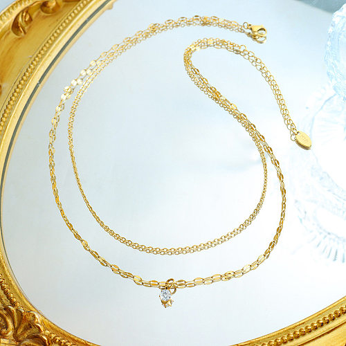 1 Piece Fashion Geometric Stainless Steel Inlaid Zircon Necklace