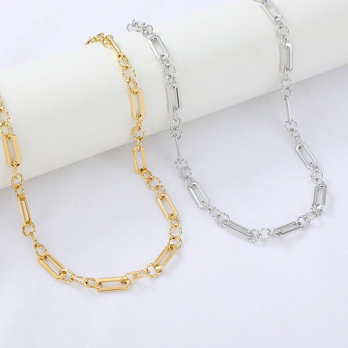INS Style Retro Geometric Solid Color Stainless Steel  Plating 14K Gold Plated Necklace