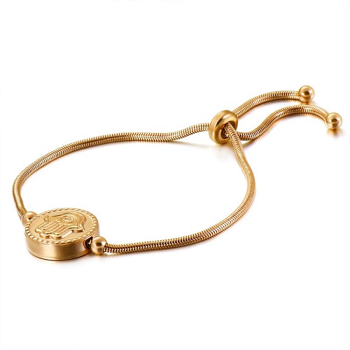 Bracelet rond réglable en acier inoxydable, bijoux simples, vente en gros, motif palmier
