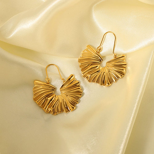1 Pair French Style Solid Color Plating Stainless Steel  18K Gold Plated Earrings