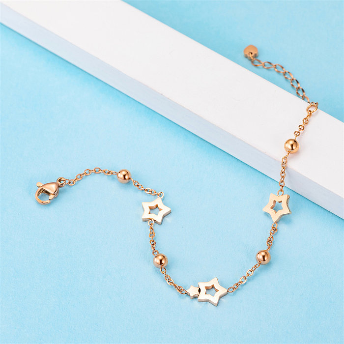 Casual estilo simples estilo clássico pentagrama aço inoxidável titânio polimento chapeamento rosa banhado a ouro pulseiras