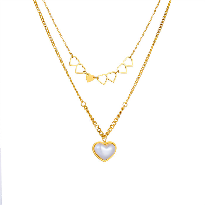 Vintage Style Baroque Style Heart Shape Stainless Steel Plating 18K Gold Plated Layered Necklaces