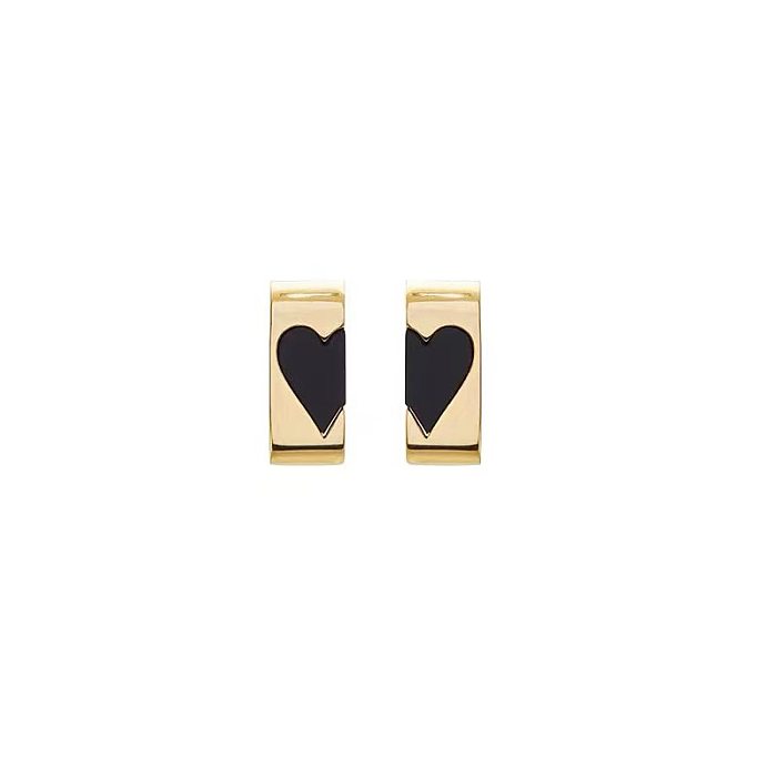 1 Pair Elegant Heart Shape Rectangle Plating Stainless Steel Ear Studs