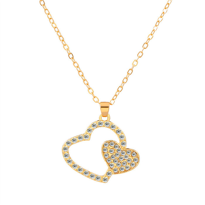 Casual Simple Style Cross Infinity Heart Shape Stainless Steel Copper Plating Hollow Out Inlay Crystal Rhinestones Zircon 18K Gold Plated Gold Plated Silver Plated Pendant Necklace