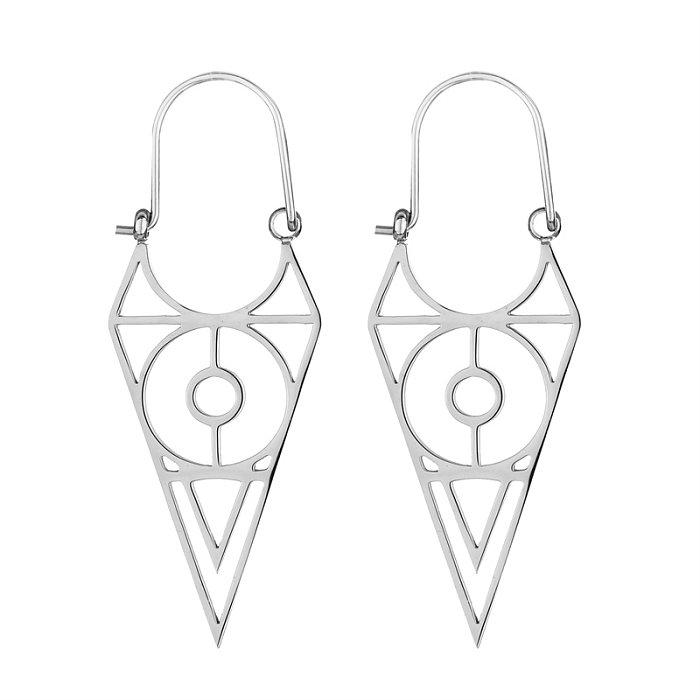1 Pair Exaggerated Geometric Stainless Steel Plating Hollow Out Drop Earrings
