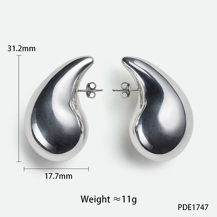 1 Pair Simple Style Water Droplets Plating Stainless Steel  Gold Plated Ear Studs