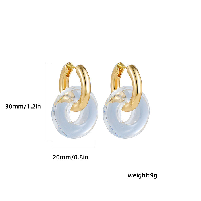 Simple Style Round Stainless Steel  Hoop Earrings Plating Acrylic Stainless Steel  Earrings 1 Pair