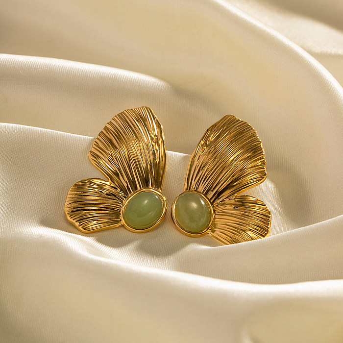 1 Paar glamouröse Schmetterlings-Ohrstecker mit Edelstahlbeschichtung und künstlichen Edelsteinen, 18 Karat vergoldet