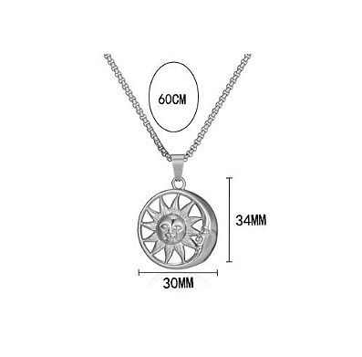 Hip-Hop Sun Moon Stainless Steel Plating Hollow Out Pendant Necklace