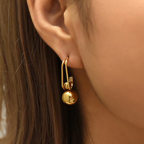 Boucles d'oreilles rétro en acier inoxydable plaqué or 18 carats, bijoux simples à la mode
